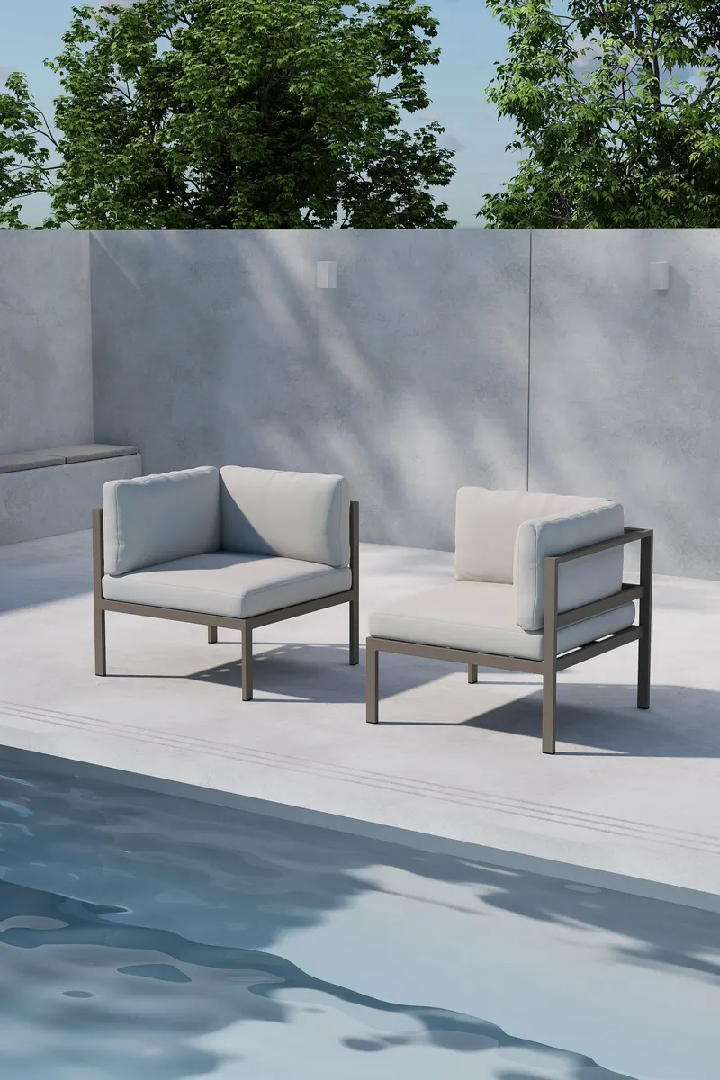 Copacabana Loungemodul für modulare Gartenmöbel in 74 × 74 × 65 cm, Beige, Polyester, im Wohnraum, Ansicht 1