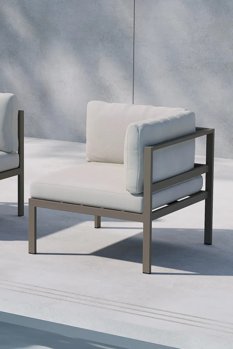 Copacabana Loungemodul für modulare Gartenmöbel in 74 × 74 × 65 cm, Beige, Polyester, im Wohnraum, Ansicht 2