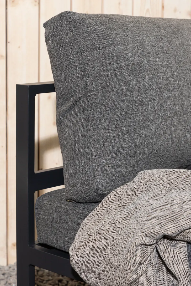 Copacabana Loungemodul für modulare Gartenmöbel in 74 × 70 × 65 cm, Dunkelgrau, Gestell Schwarz, Polyester, im Wohnraum, Ansicht 2