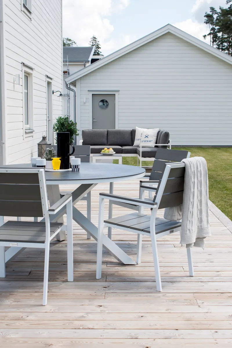 Copacabana runder Gartentisch mit Spraystone-Platte, im Wohnraum, Ansicht 2