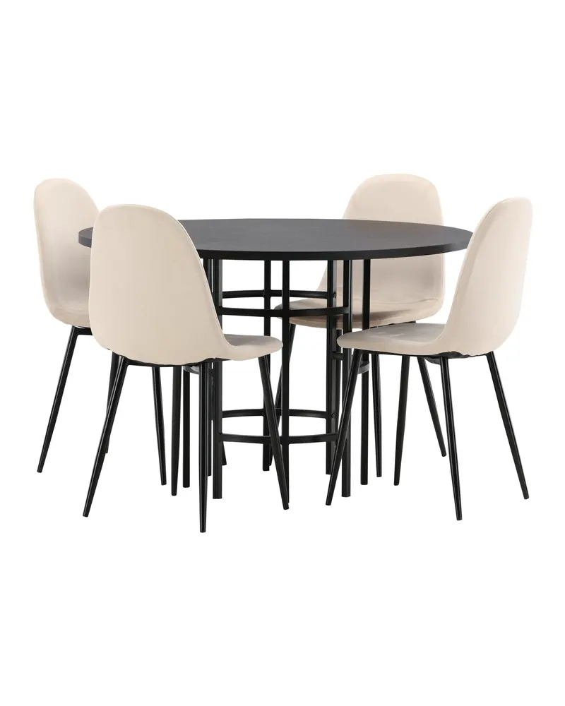 Copenhagen & Polar Essgruppe mit Esstisch Ø 115 cm und 4 Stühlen