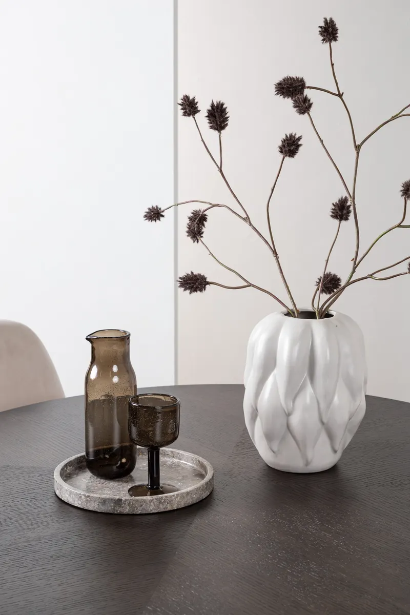 Copenhagen & Polar runde Essgruppe mit 4 Stühlen in Mokka, Gestell Schwarz, Beige, im Wohnraum, Ansicht 3