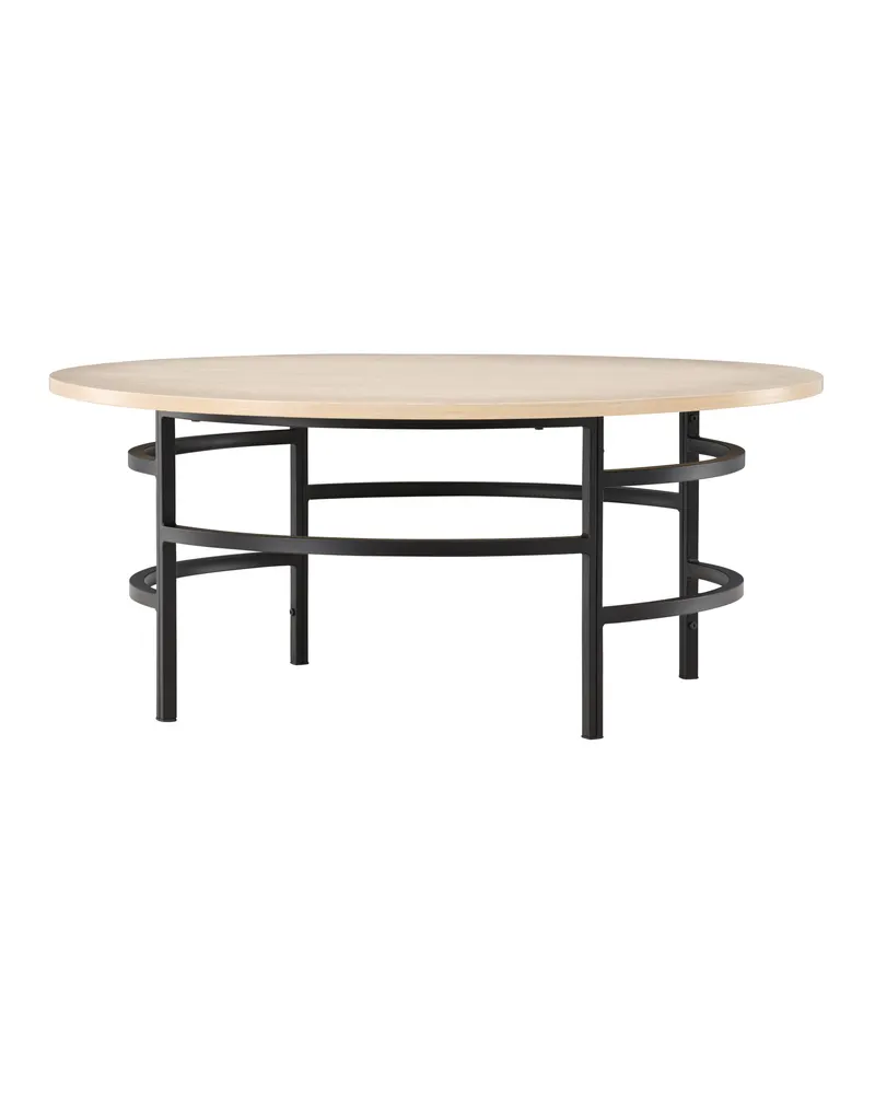 Copenhagen runder Couchtisch Ø 100 cm mit Ringgestell, Whitewash, Gestell Schwarz