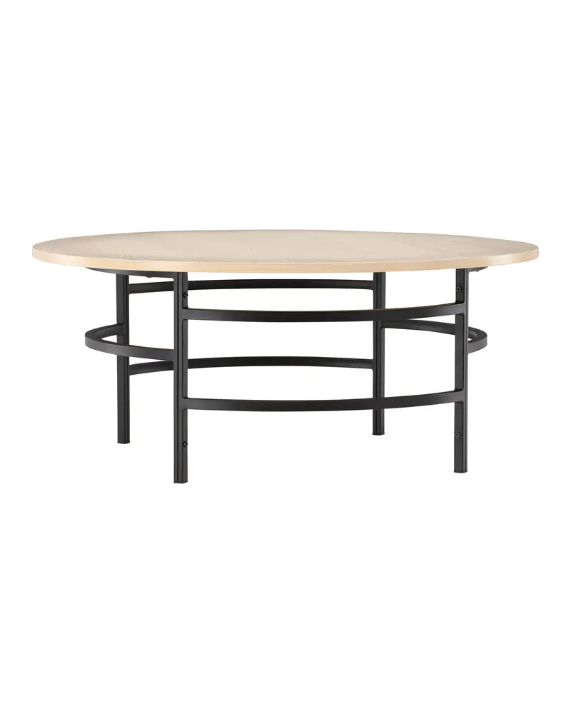 Copenhagen runder Couchtisch Ø 100 cm mit Ringgestell in Whitewash, Gestell Schwarz, Ansicht 5