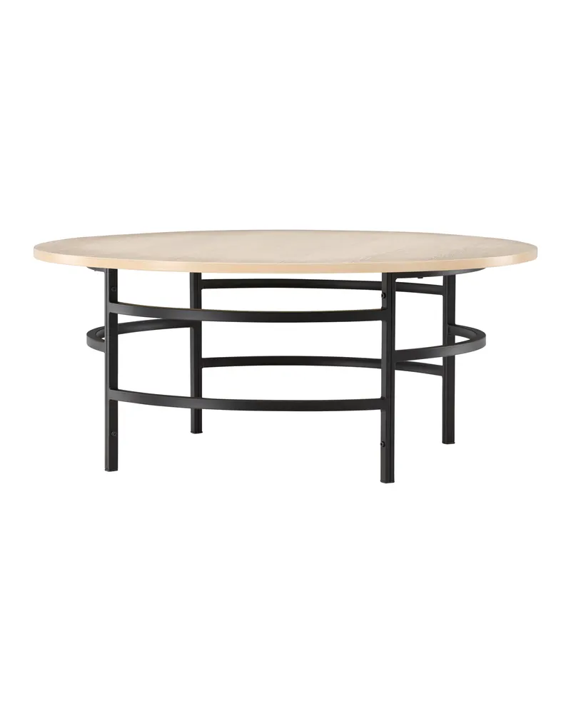 Copenhagen runder Couchtisch Ø 100 cm mit Ringgestell in Whitewash, Gestell Schwarz, Ansicht 6