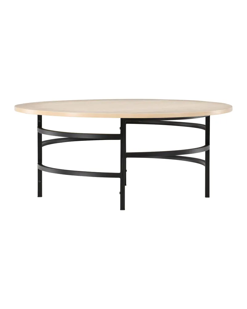 Copenhagen runder Couchtisch Ø 100 cm mit Ringgestell in Whitewash, Gestell Schwarz, Ansicht 7