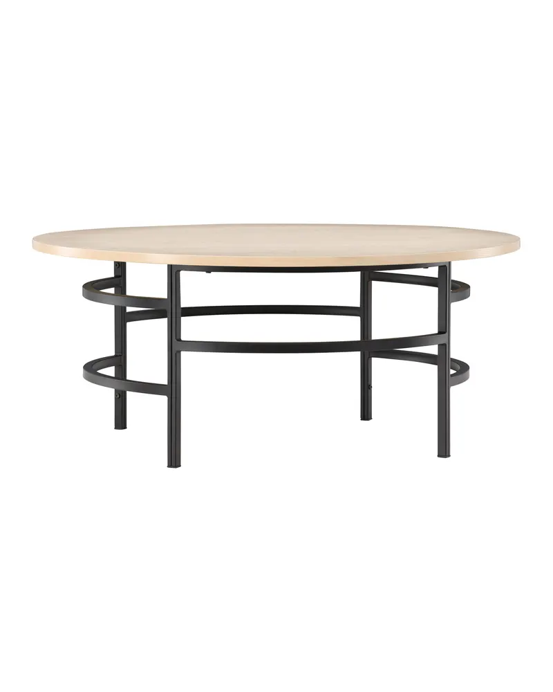 Copenhagen runder Couchtisch Ø 100 cm mit Ringgestell in Whitewash, Gestell Schwarz, Ansicht 8