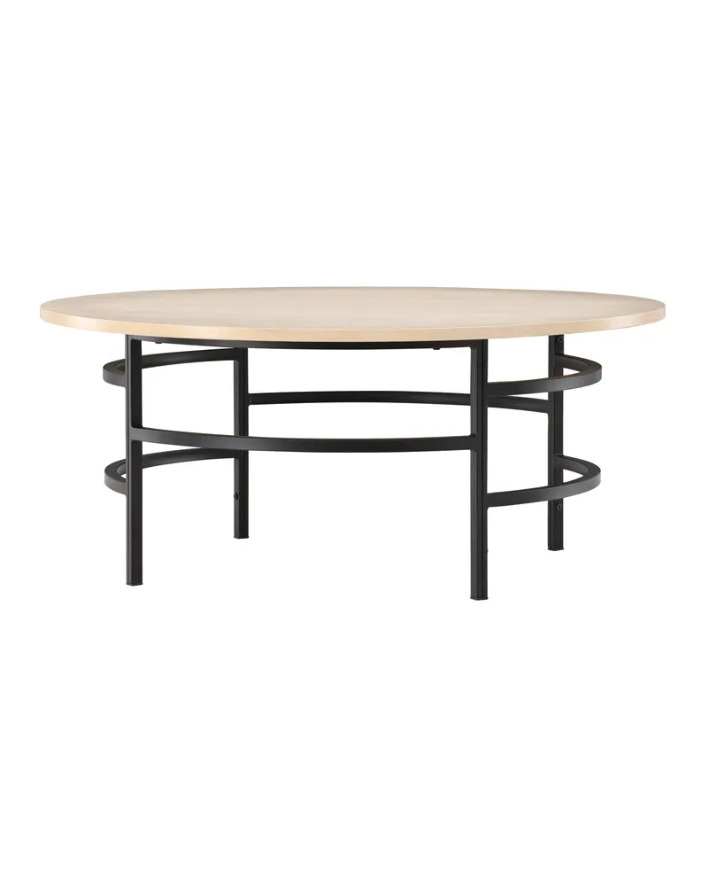Copenhagen runder Couchtisch Ø 100 cm mit Ringgestell in Whitewash, Gestell Schwarz, Ansicht 9