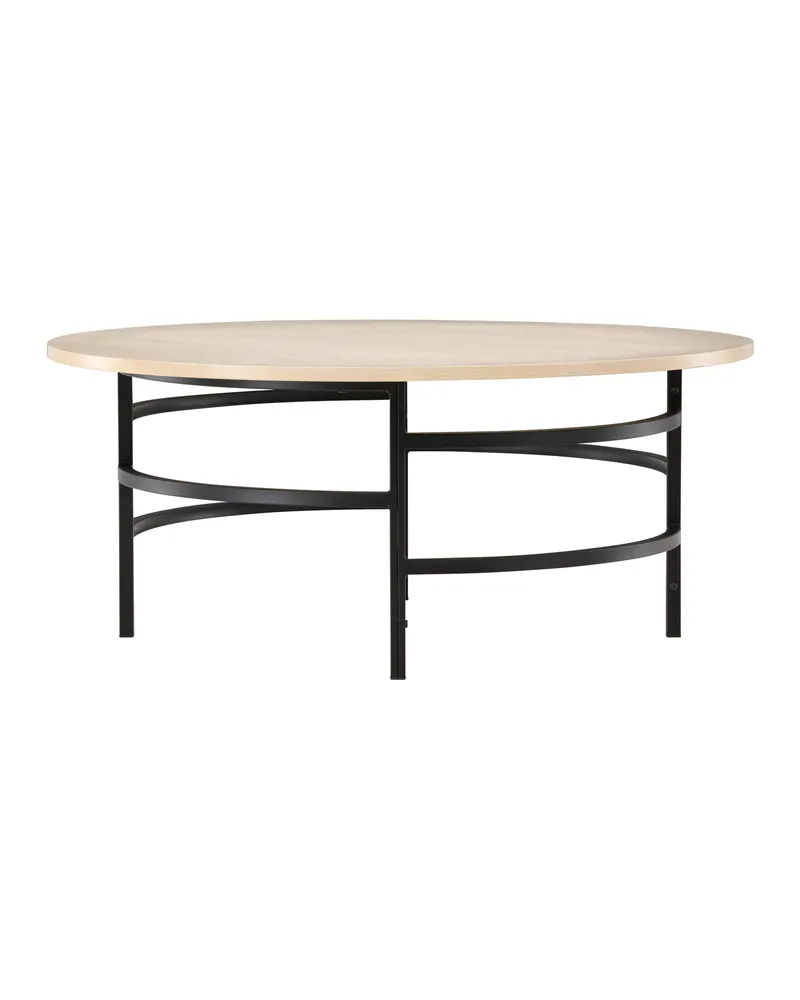 Copenhagen runder Couchtisch Ø 100 cm mit Ringgestell in Whitewash, Gestell Schwarz, Ansicht 10