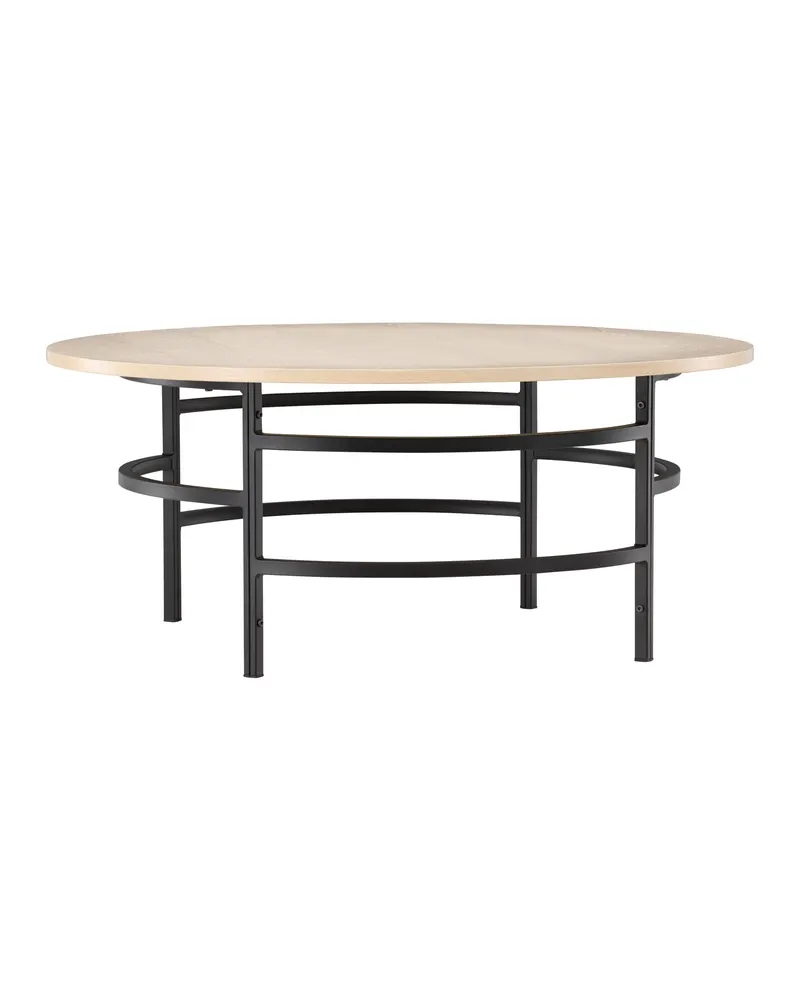 Copenhagen runder Couchtisch Ø 100 cm mit Ringgestell in Whitewash, Gestell Schwarz, Ansicht 11