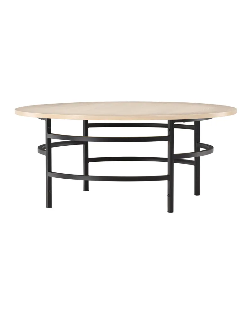 Copenhagen runder Couchtisch Ø 100 cm mit Ringgestell in Whitewash, Gestell Schwarz, Ansicht 12