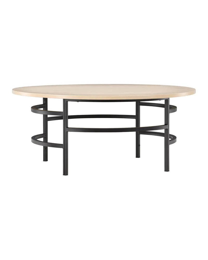 Copenhagen runder Couchtisch Ø 100 cm mit Ringgestell in Whitewash, Gestell Schwarz, Ansicht 2