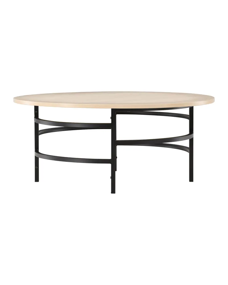 Copenhagen runder Couchtisch Ø 100 cm mit Ringgestell in Whitewash, Gestell Schwarz, Ansicht 3
