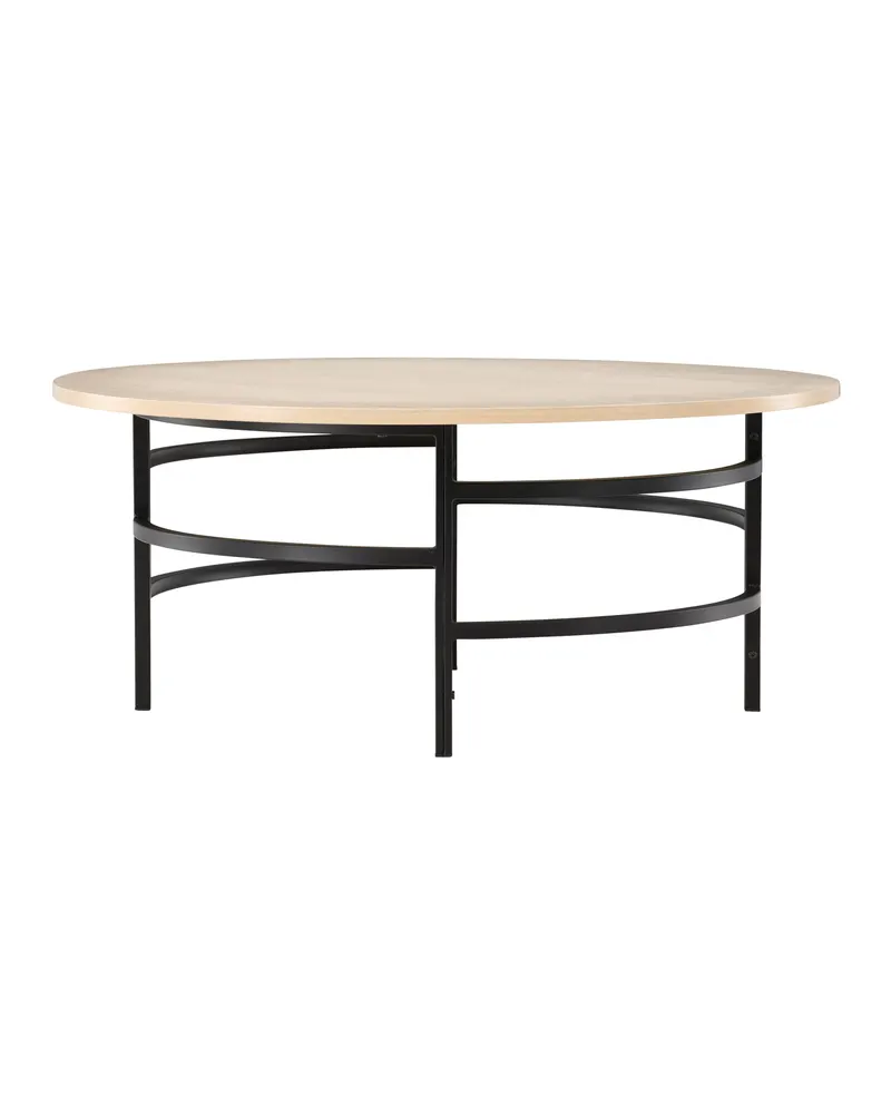 Copenhagen runder Couchtisch Ø 100 cm mit Ringgestell in Whitewash, Gestell Schwarz, Ansicht 4