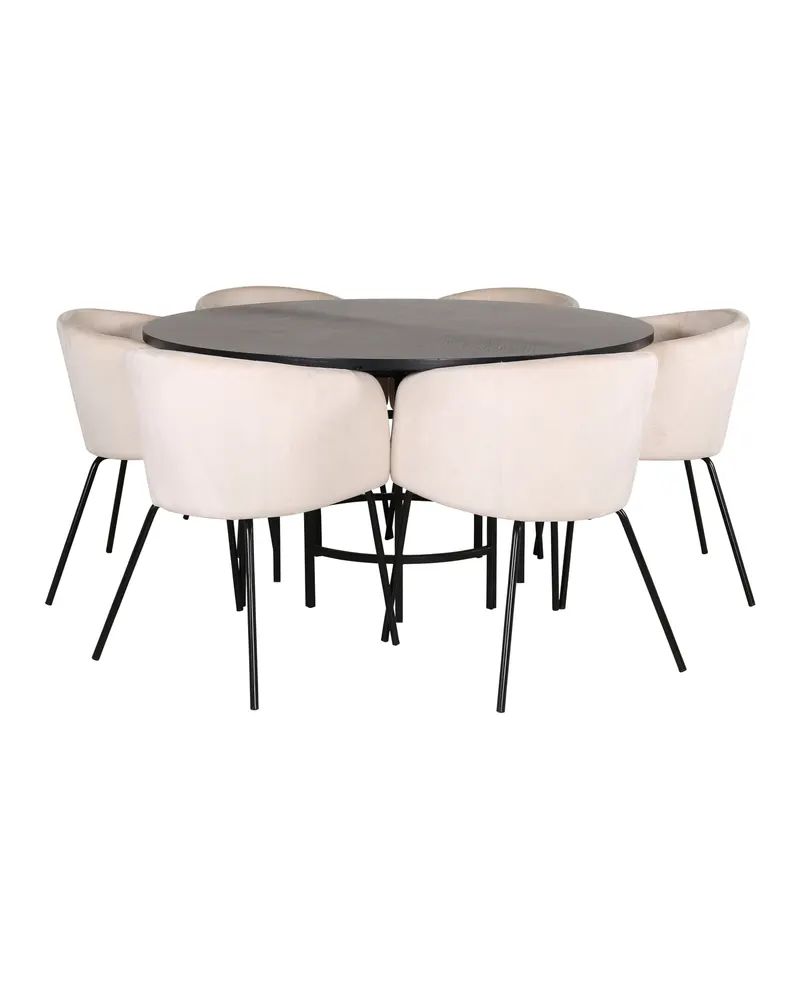 Copenhagen & Berit Essgruppe: Esstisch Ø 140 cm mit 6 Stühlen