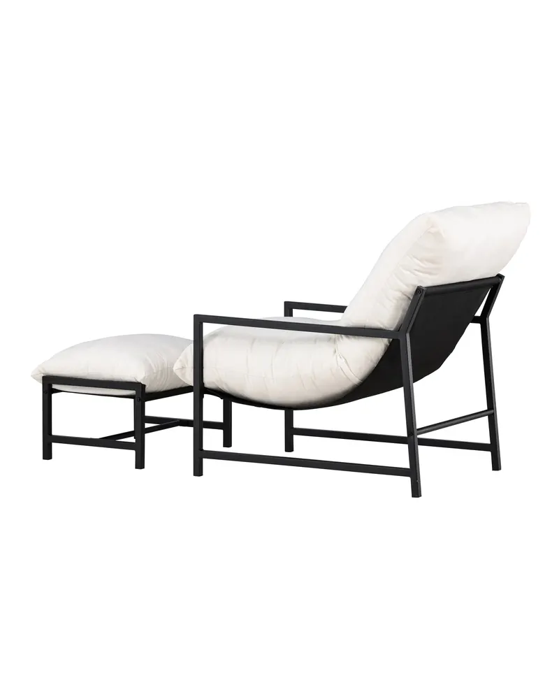 Corso Gartensessel mit Hocker in Beige, Gestell Schwarz, Ansicht 8