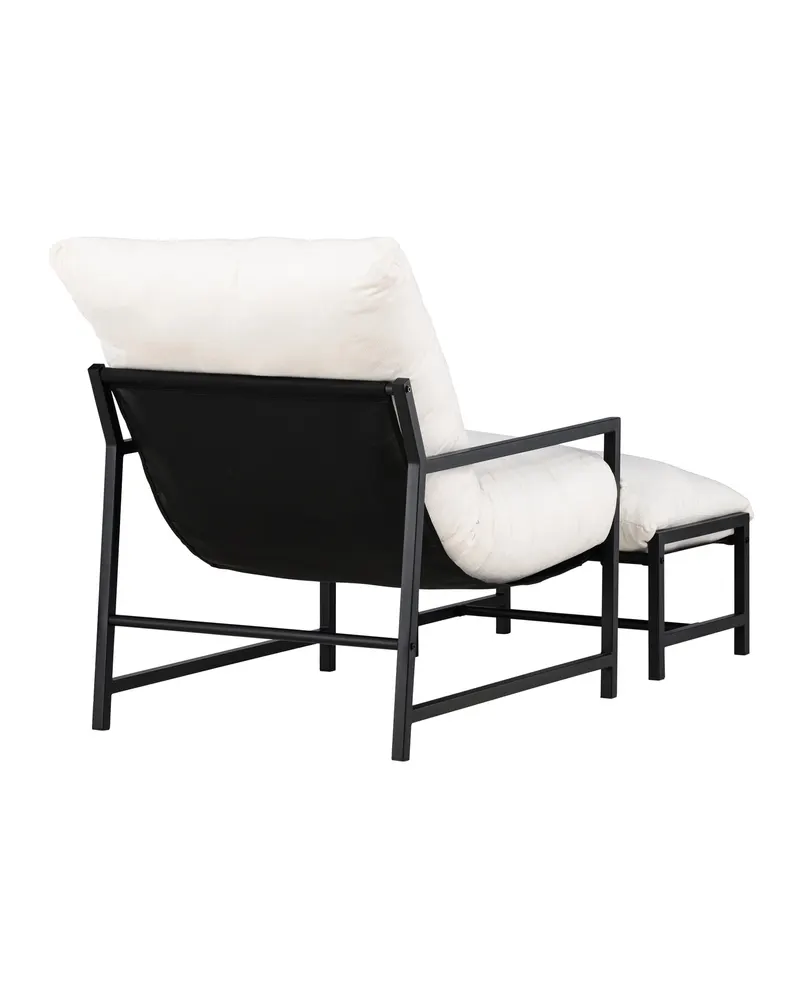 Corso Gartensessel mit Hocker in Beige, Gestell Schwarz, Ansicht 10