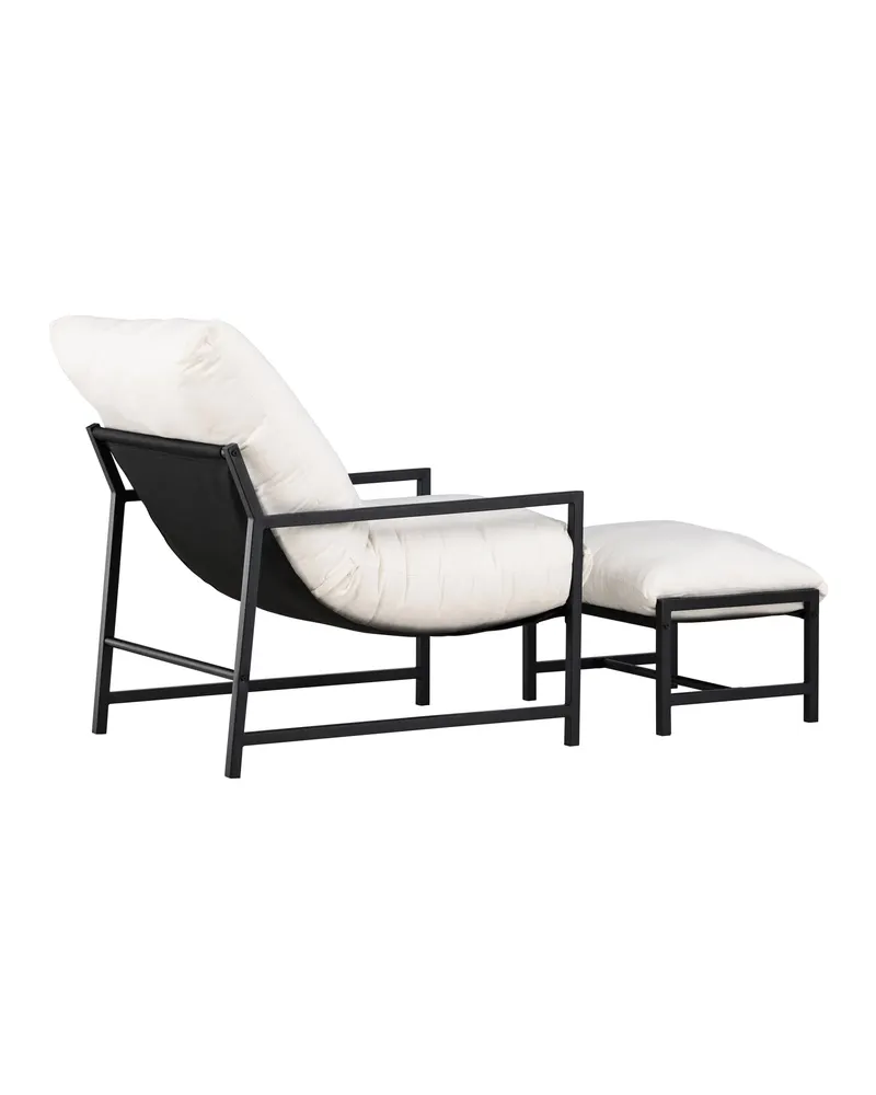 Corso Gartensessel mit Hocker in Beige, Gestell Schwarz, Ansicht 11