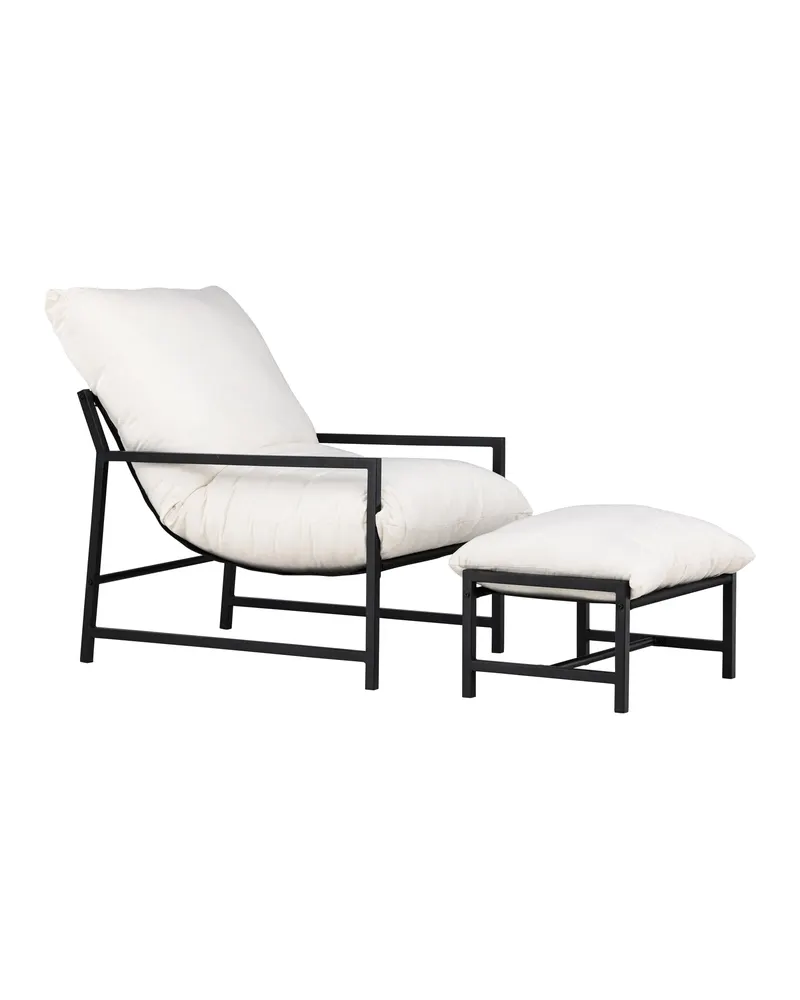 Corso Gartensessel mit Hocker in Beige, Gestell Schwarz, Ansicht 12