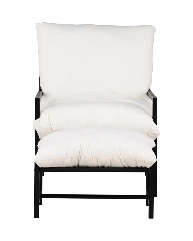 Corso Gartensessel mit Hocker in Beige, Gestell Schwarz, Ansicht 2