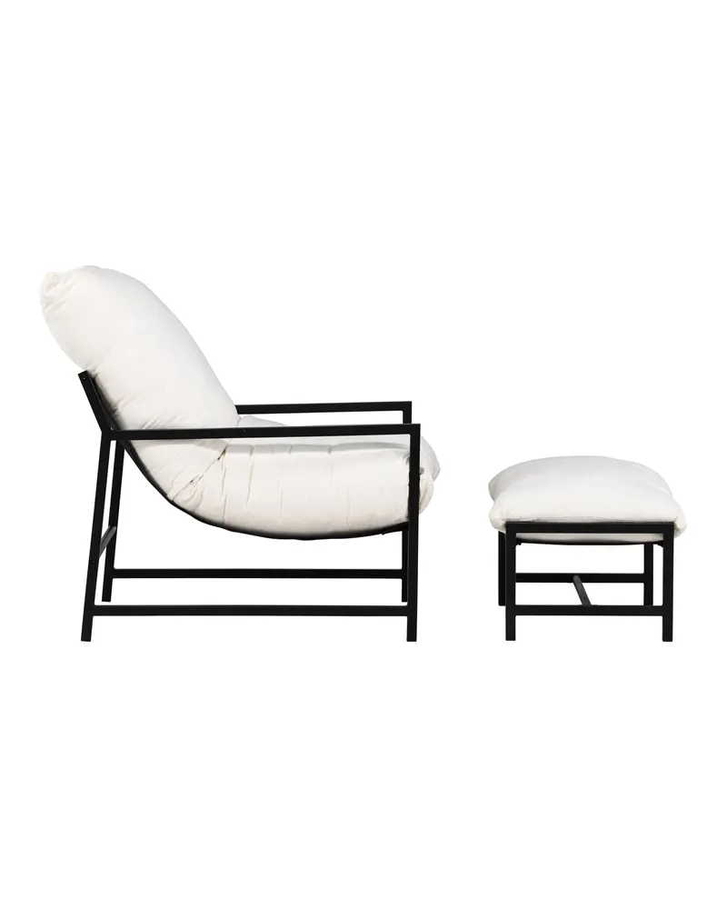 Corso Gartensessel mit Hocker in Beige, Gestell Schwarz, Ansicht 3