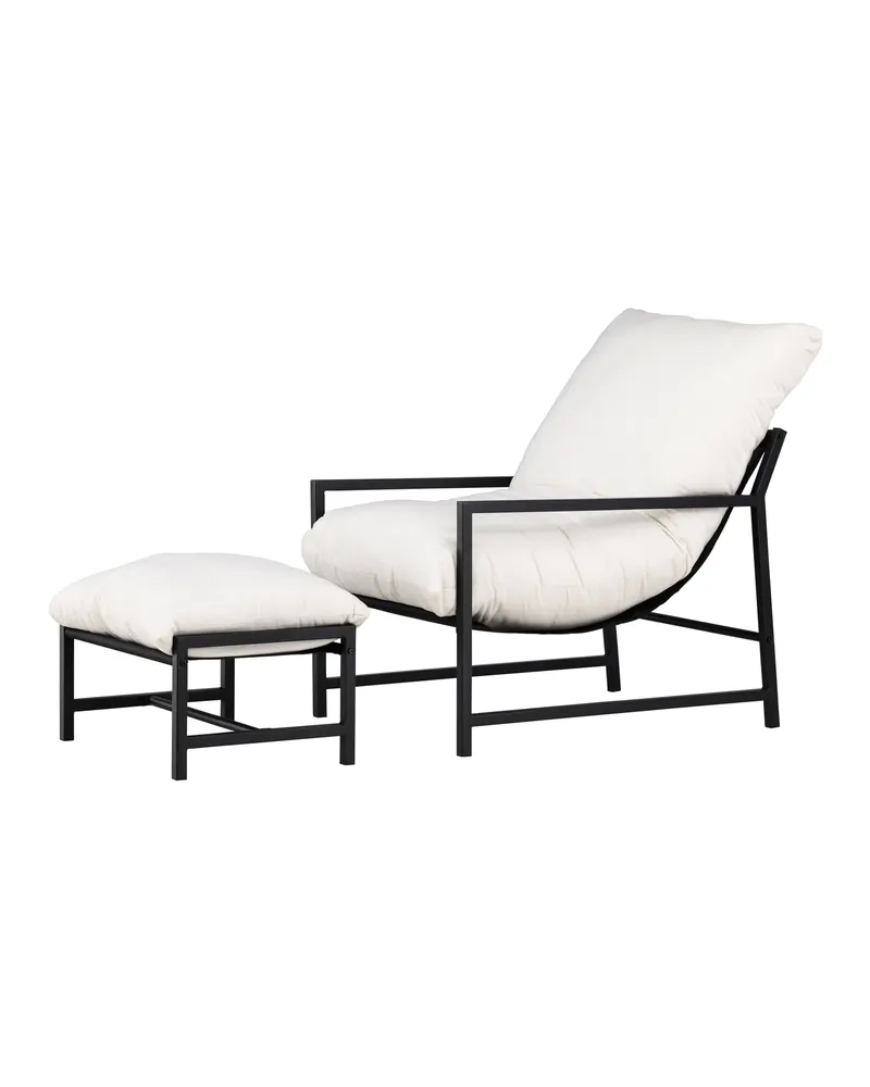 Corso Gartensessel mit Hocker in Beige, Gestell Schwarz, Ansicht 4