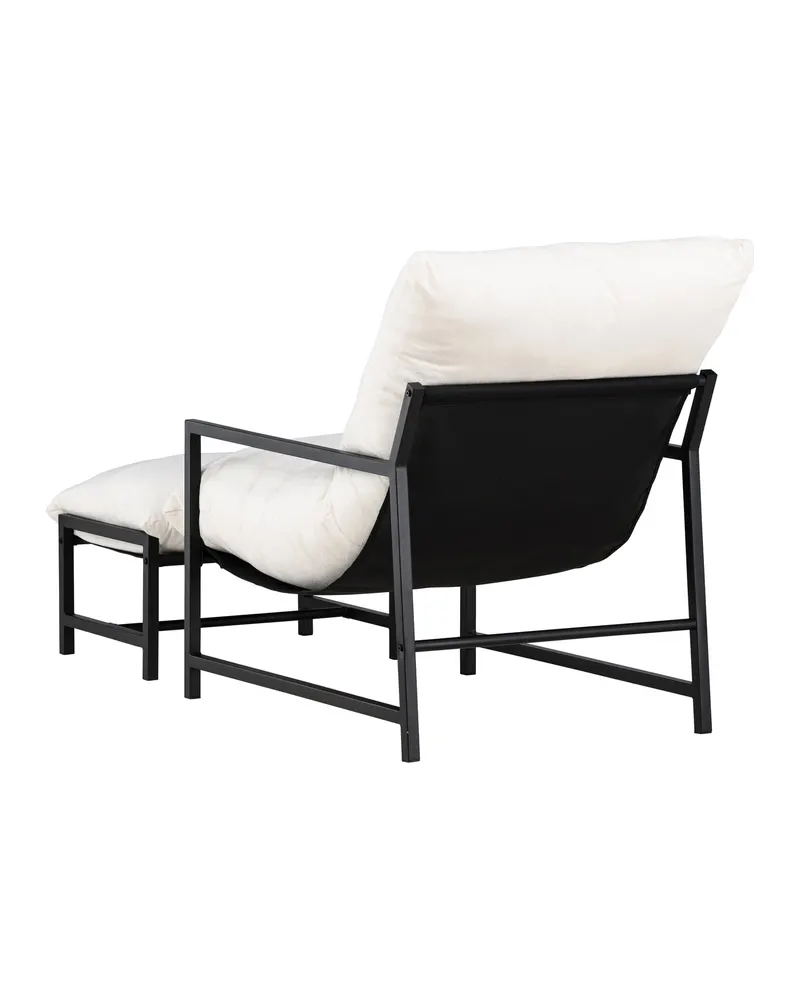 Corso Gartensessel mit Hocker in Beige, Gestell Schwarz, Ansicht 5