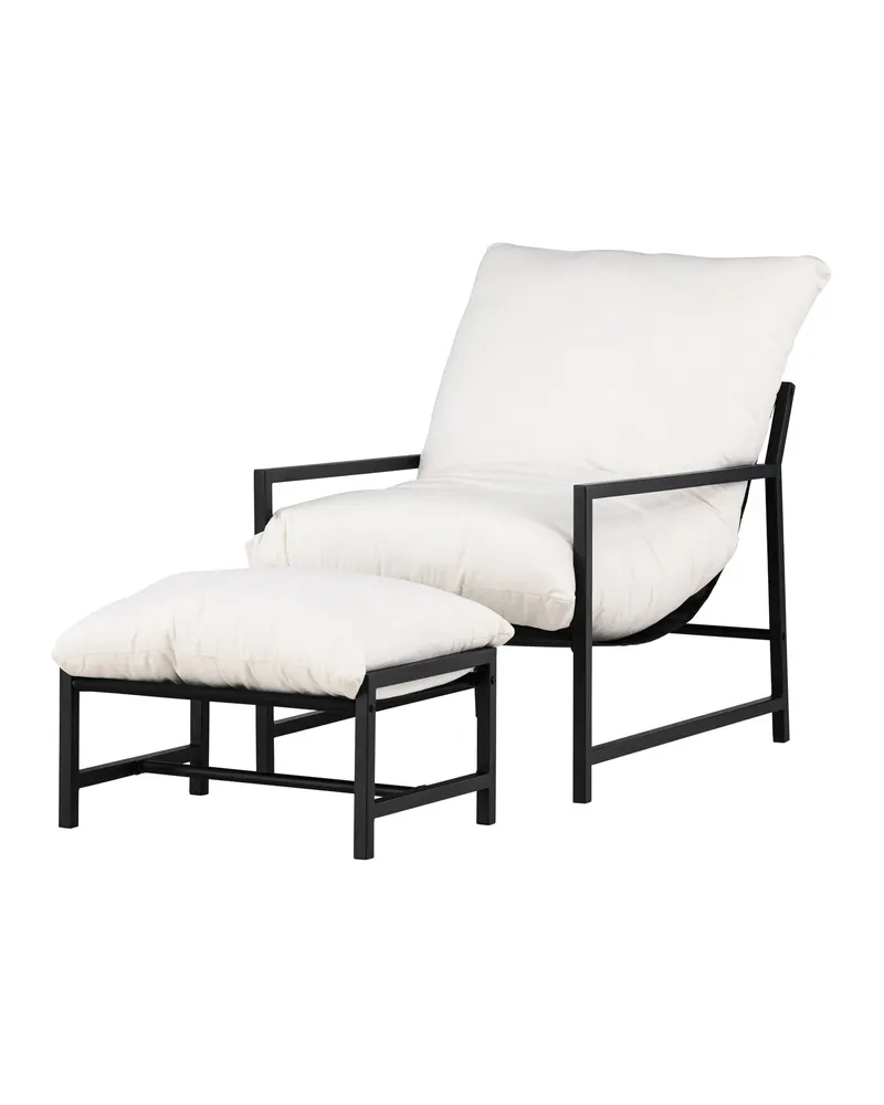 Corso Gartensessel mit Hocker in Beige, Gestell Schwarz, Ansicht 6