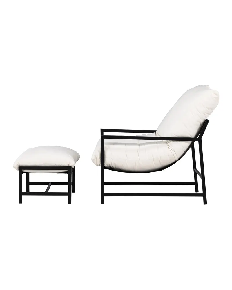 Corso Gartensessel mit Hocker in Beige, Gestell Schwarz, Ansicht 7