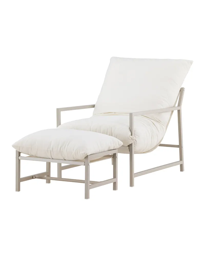 Corso Gartensessel mit Hocker in Beige, Ansicht 4