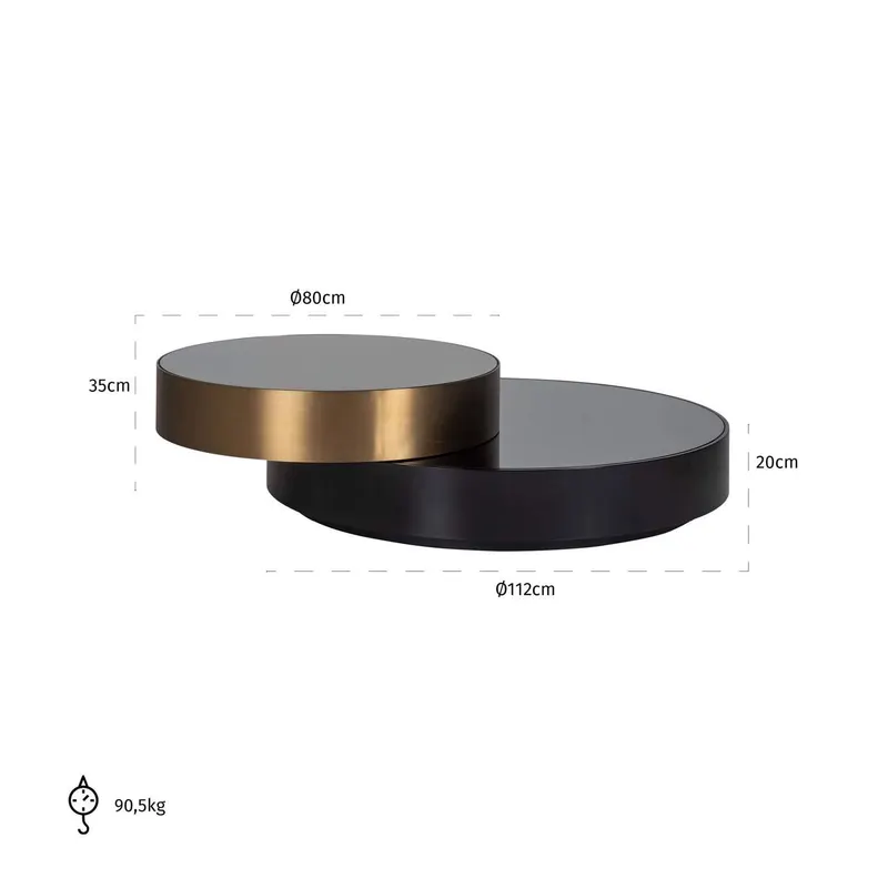 Couchtisch Alexander Jones Slice, Schwarz/Goldfarben von Richmond Interiors, Maßzeichnung 6