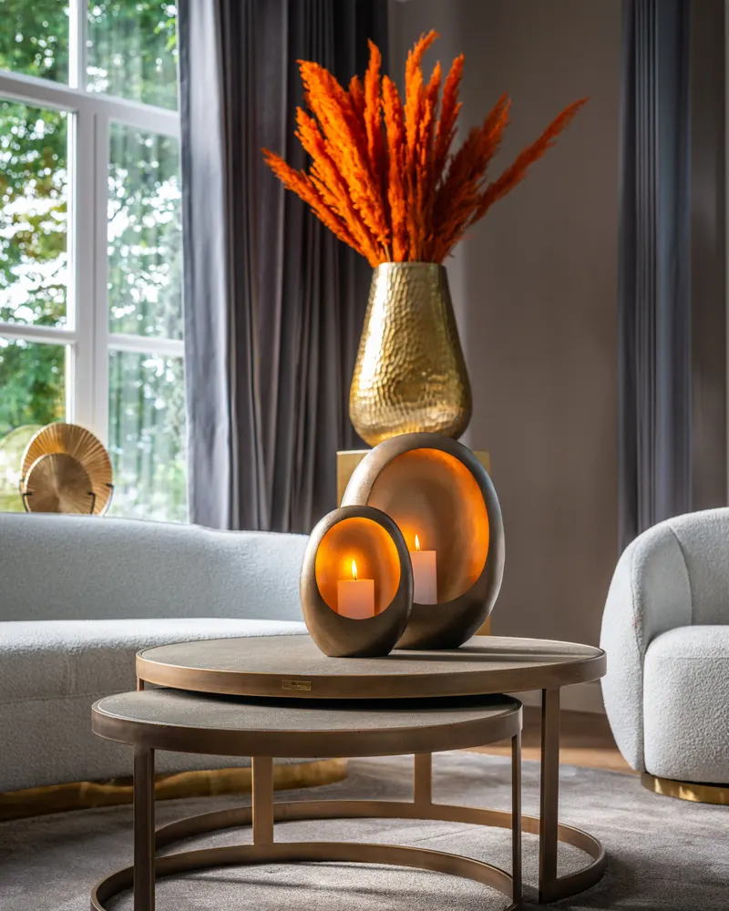 Couchtisch Bloomville Brass Shagreen 2er-Set von Richmond Interiors, Wohnbeispiel 10, im Wohnraum
