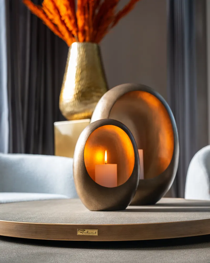 Couchtisch Bloomville Brass Shagreen 2er-Set von Richmond Interiors, Wohnbeispiel 8, im Wohnraum