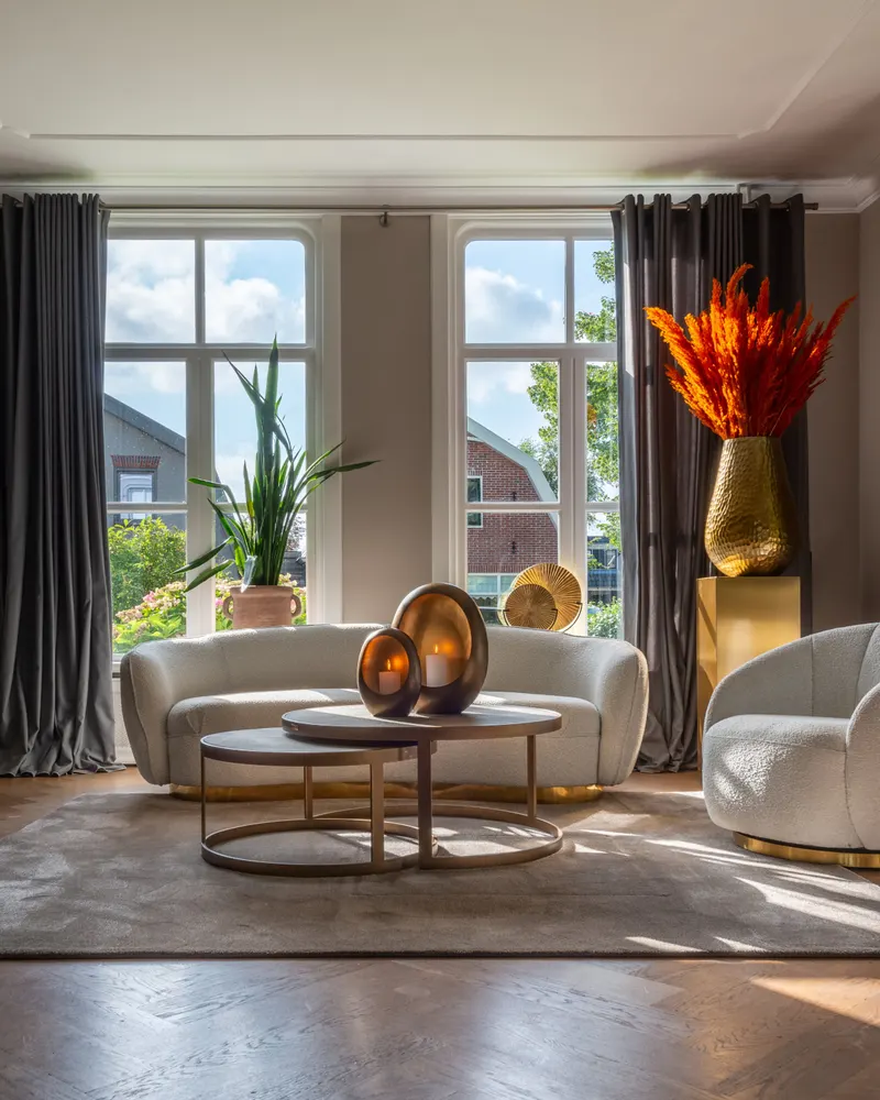 Couchtisch Bloomville Brass Shagreen 2er-Set von Richmond Interiors, Wohnbeispiel 9, im Wohnraum
