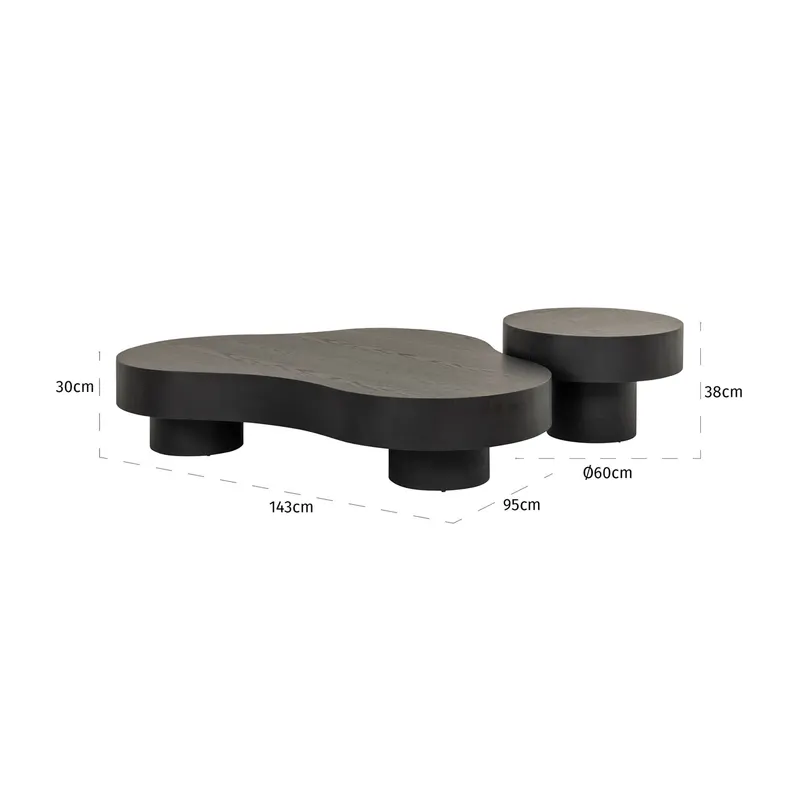 Couchtisch Bogor Dunkles Kaffeebraun 2er-Set von Richmond Interiors, Maßzeichnung 7