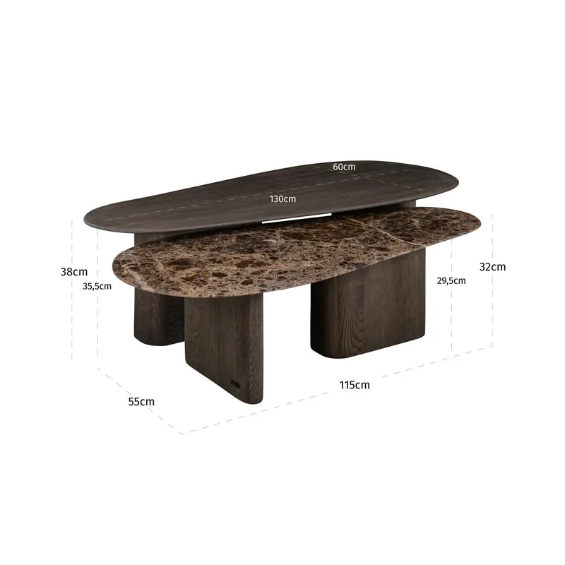 Couchtisch Castello, Smoked Charcoal, 2er-Set von Richmond Interiors, Maßzeichnung 9