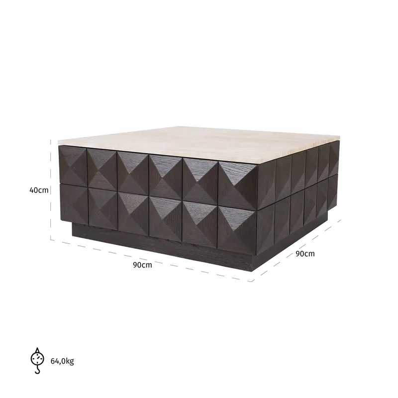 Couchtisch Claremont, Braun von Richmond Interiors, Maßzeichnung 10