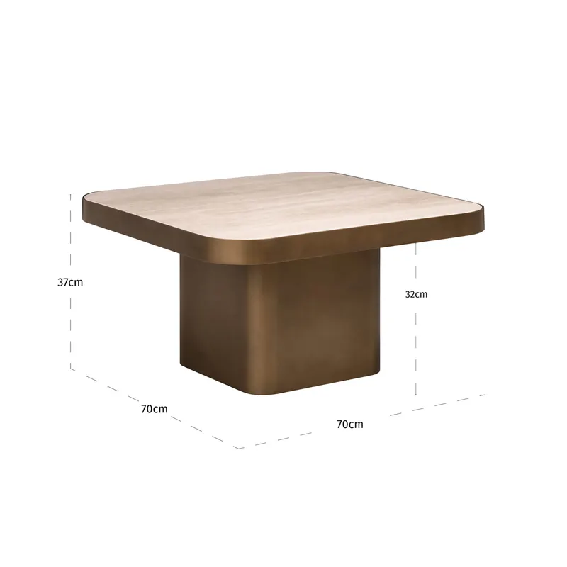 Couchtisch Claridge, Beige, 70 × 70 cm von Richmond Interiors, Maßzeichnung 9