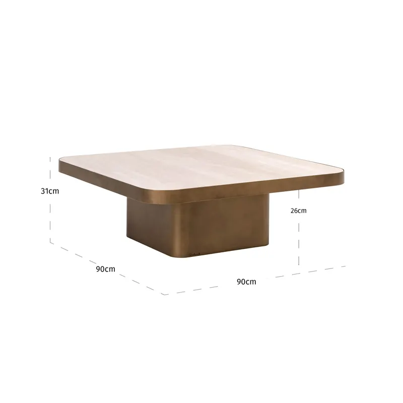 Couchtisch Claridge, Beige, 90 × 90 cm von Richmond Interiors, Maßzeichnung 9