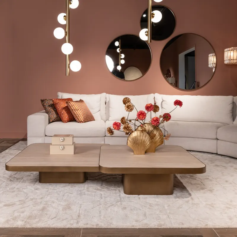 Couchtisch Claridge, Beige, 100 × 100 cm von Richmond Interiors, Wohnbeispiel 6, im Wohnraum