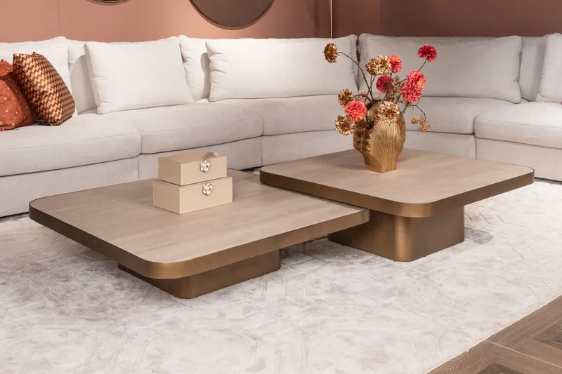 Couchtisch Claridge, Beige, 100 × 100 cm von Richmond Interiors, Wohnbeispiel 7, im Wohnraum