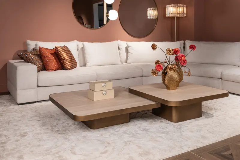 Couchtisch Claridge, Beige, 100 × 100 cm von Richmond Interiors, Wohnbeispiel 8, im Wohnraum