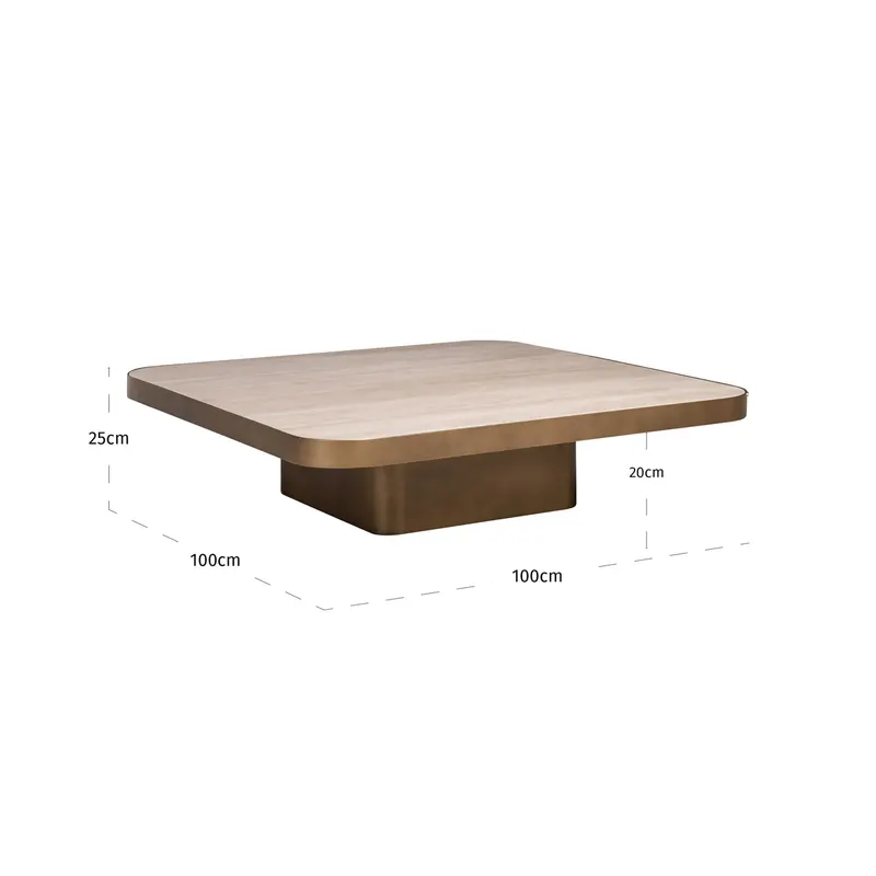 Couchtisch Claridge, Beige, 100 × 100 cm von Richmond Interiors, Maßzeichnung 9