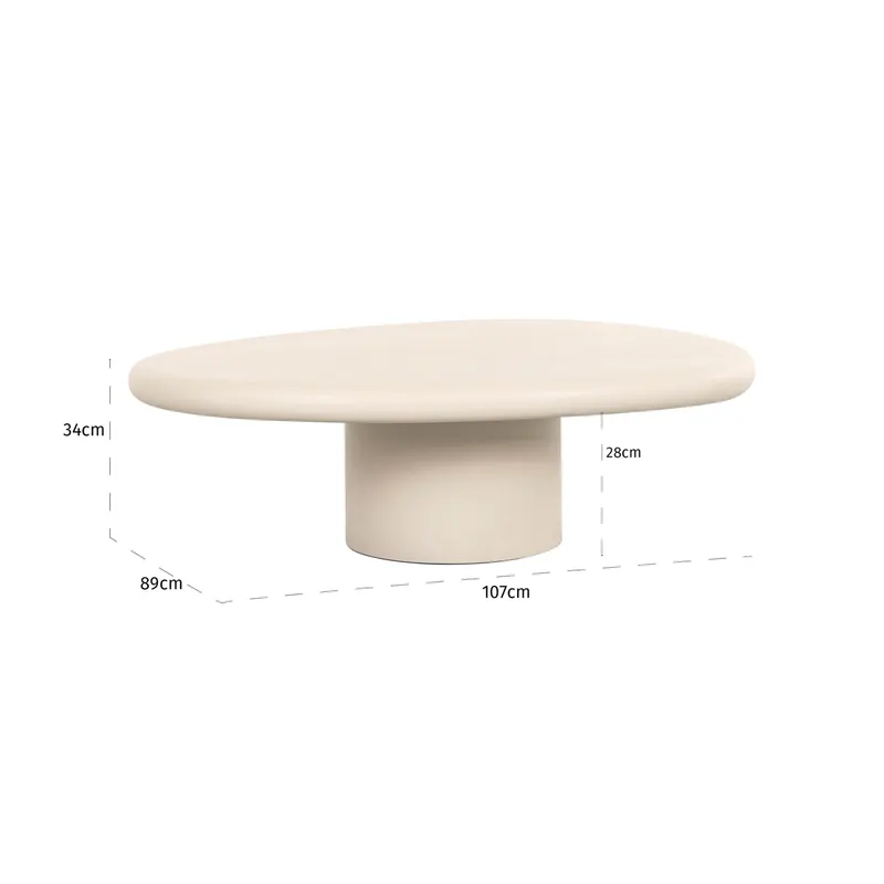 Couchtisch Clayton, Beige, 110 × 90 cm von Richmond Interiors, Maßzeichnung 8