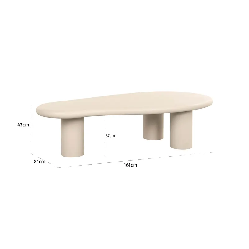 Couchtisch Clayton, Beige, 160 × 80 cm von Richmond Interiors, Maßzeichnung 5