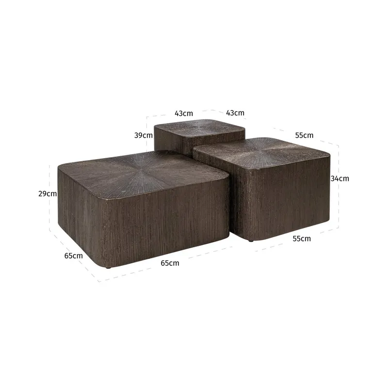 Couchtisch Cubes, Brunzae, 3er-Set von Richmond Interiors, Maßzeichnung 9