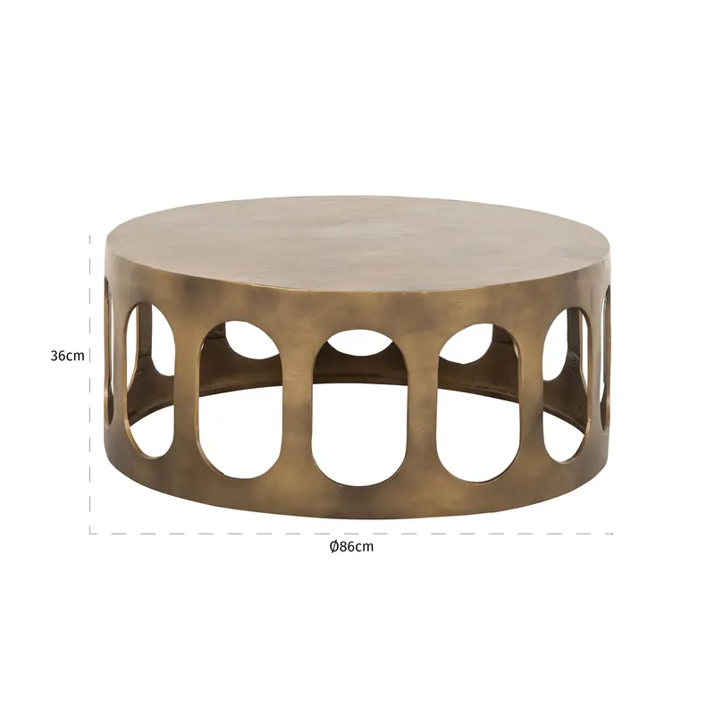 Couchtisch Du Pont, Goldfarben, gebürstet von Richmond Interiors, Maßzeichnung 11