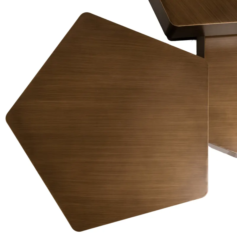 Couchtisch Hexa, Goldfarben, gebürstet, 3er-Set von Richmond Interiors, Produktansicht 5