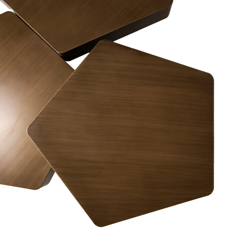 Couchtisch Hexa, Goldfarben, gebürstet, 3er-Set von Richmond Interiors, Produktansicht 6