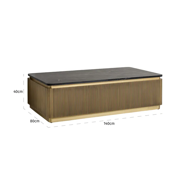 Couchtisch Ironville rechteckig, Goldfarben von Richmond Interiors, Maßzeichnung 11